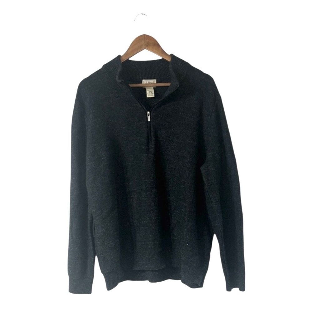 L.L. Bean Men’s Quarter Zip Pullover Sweater Charcoal Gray Organic Cotton XXL